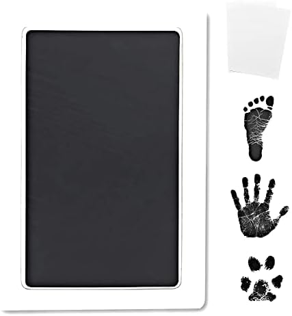 Inkless Large Clean Touch Ink Pad Kit for Baby Footprint, Handprint & Pet Paw Print - No Ink Mess, Clear Detailed Print, Smudge Resistant, Long Lasting, Baby Safe, Includes 2 Cardstock(Clean-Touch - Black)