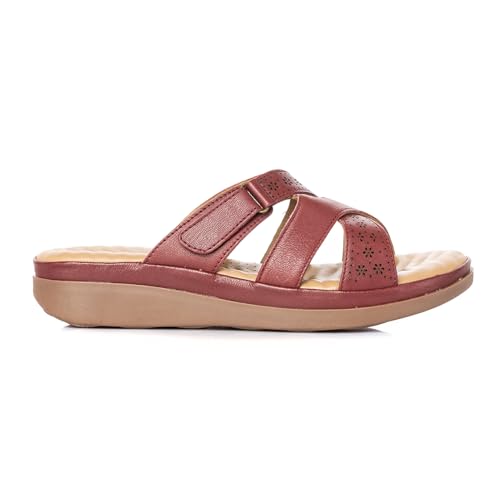 Image of Khadim's Softouch Leather Platform Heel Slip On Sandal for Women | 1.5 Inch Low Heel | Suitable for Daily Use