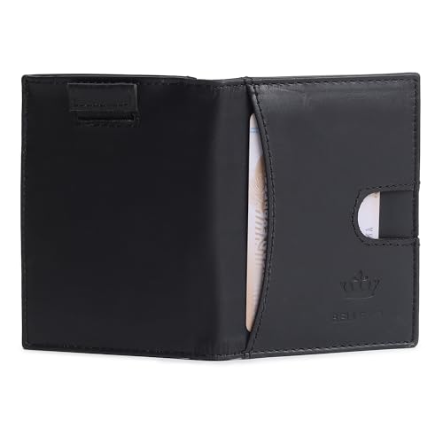 Image of Genuine Leather Bifold RFID Blocking Slim Stylish Credit Debit ATM Card Holder Wallet for Men Women (Black)
