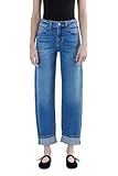 VERVET High Rise Cuff Barrel Leg Jeans T6617-31 Medium Blue