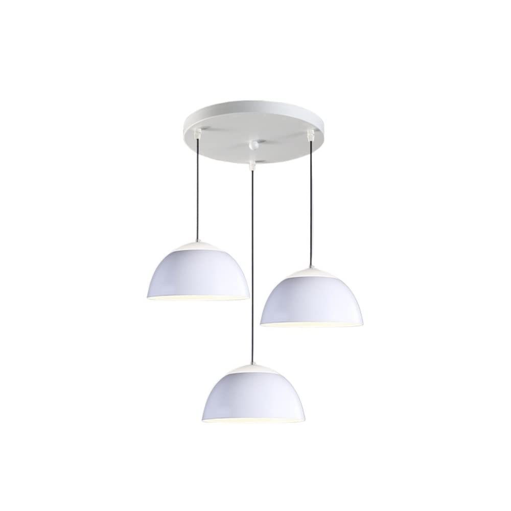 Lustre suspension scandinave E27 à 3 têtes en métal blanc pour bureau et bar