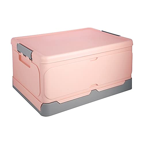 Folding Storage Box, ROSELIFE Student Books Storage Box, Foldable Storage Box for Clothes, Snacks, Toys, Etc., Suitable for Home Use, Supermarket Shopping, Car Trunk, 18.5" x 13.3" x9.0", Large, Pink