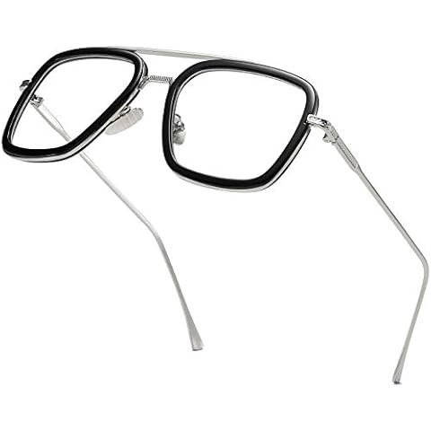 aisswzber Tony Stark Sunglasses Vintage Square Metal Frame for Men Women -Iron Man and Spider-Man Vintage Sun Glasses Cover