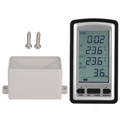 Hztyyier Digital Wireless Rain Gauge Thermometer Weather Station for Indoor Outdoor Temperature, RCC Transmission with ABS Material