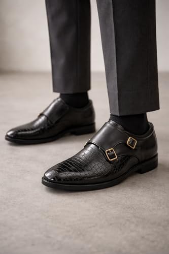 Image of Men's Monk Strap Dress Shoes - Slipon Formal Wedding & Business Shoes