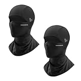 ROCKBROS フェイスカバー 冷感 バラクラバ uvカット 息苦しくない 通気性 吸汗速乾 メガネ穴付き 目出し帽 自転車 バイク ランニング ジョギング スポーツ 登山 釣り 夏用(ブラック*2)