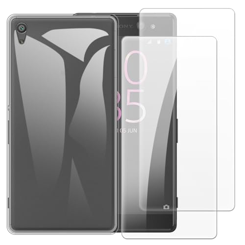 Shantime Coque avec 2 pièces Protection Compatible avec Sony Xperia XA Ultra, Étui Antichoc + Verre Trempé pour Sécurité Totale(Transparent)