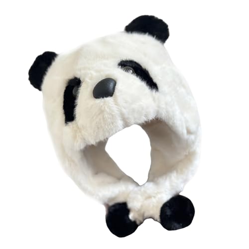 Lovely Plush Panda Hat with Warm Earflap Female Kids Winter Activity Ski Hat Pullover Hat Ear Protective Trapper Hat