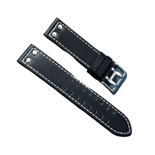 Bracelet montre cuir rivet 20mm style militaire aviateur pour montre kaki