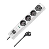 Brennenstuhl – Hugo Multipresa 3 prese/2 prese USB con protezione da sovratensioni cavo 2 m, 230 V, bianco, 1150611523, 230 voltsV