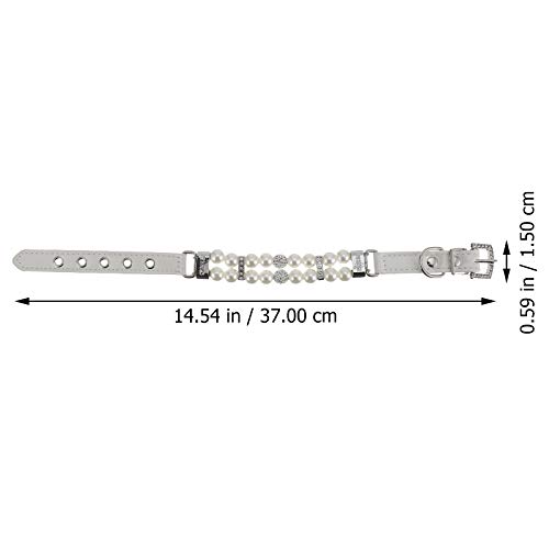 TEHAUX Coleiras de pérolas de cão e gato moda ajustável colar de couro para animais de estimação com