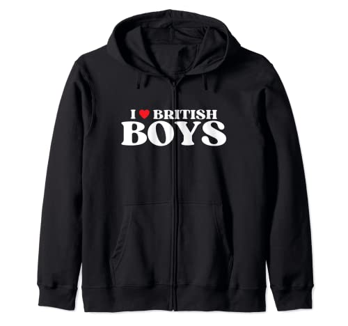 Funny I Love British Boys I Red Heart British Boys Britain Zip Hoodie