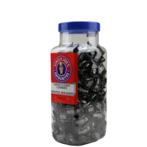 Uncle Joe's Throat and Chest Lozenges in a 1.4kg jar. Long-lasting relief with natural ingredients, perfect for families and frequent use.