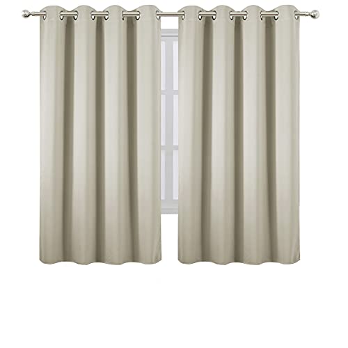 Image of LEMOMO Light Beige Thermal Blackout Curtains /52 x 63 Inch /Set of 2 Panels Room Darkening Curtains
