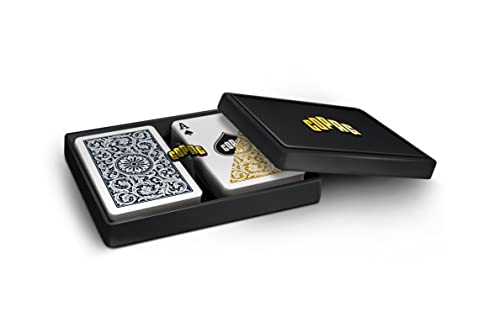 Copag Elite Plastic Playing Cards, Bridge Size, Regular Index, Black & Gold, Double Deck Set