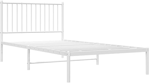 Miniatura 4 de Metal Bed Frame with Headboard Bed Frame Full Platform Bed Full Metal Bed Frames Full Bed Frame with Headboard White 39.4"x78.7"