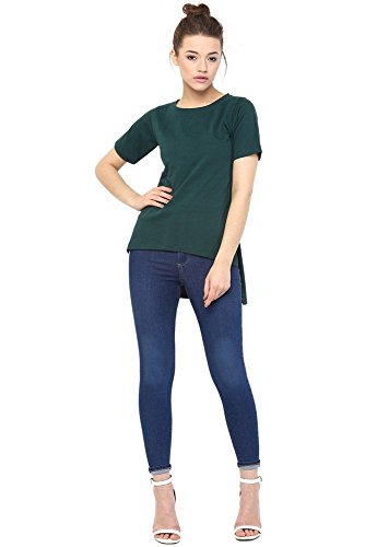 Image of Miss Chase Women's Green Solid High Low Slit Tops