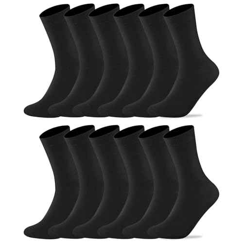 HAGOT 6 Paar Socken Herren Damen Baumwolle Herrensocken, Schwarz Weiß Sport Socks, Socken Herren & Damen, Schwarz Business Socken Baumwolle, Atmungsaktive, EU 43-46