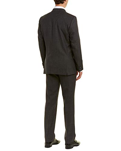 Kenneth Cole New York Men's Travel Ready Wool 32" Finished Bottom Hem Suit, Blue/Brown Birdseye, 36S #TOP2