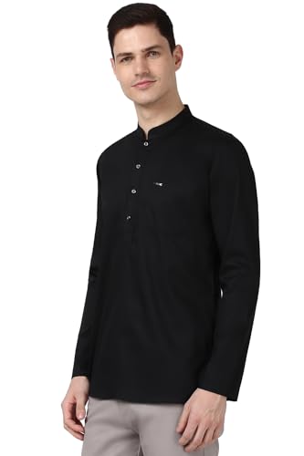 Image of Peter England Men Cotton Regular Fit Everyday Festive Solid Short Kurta