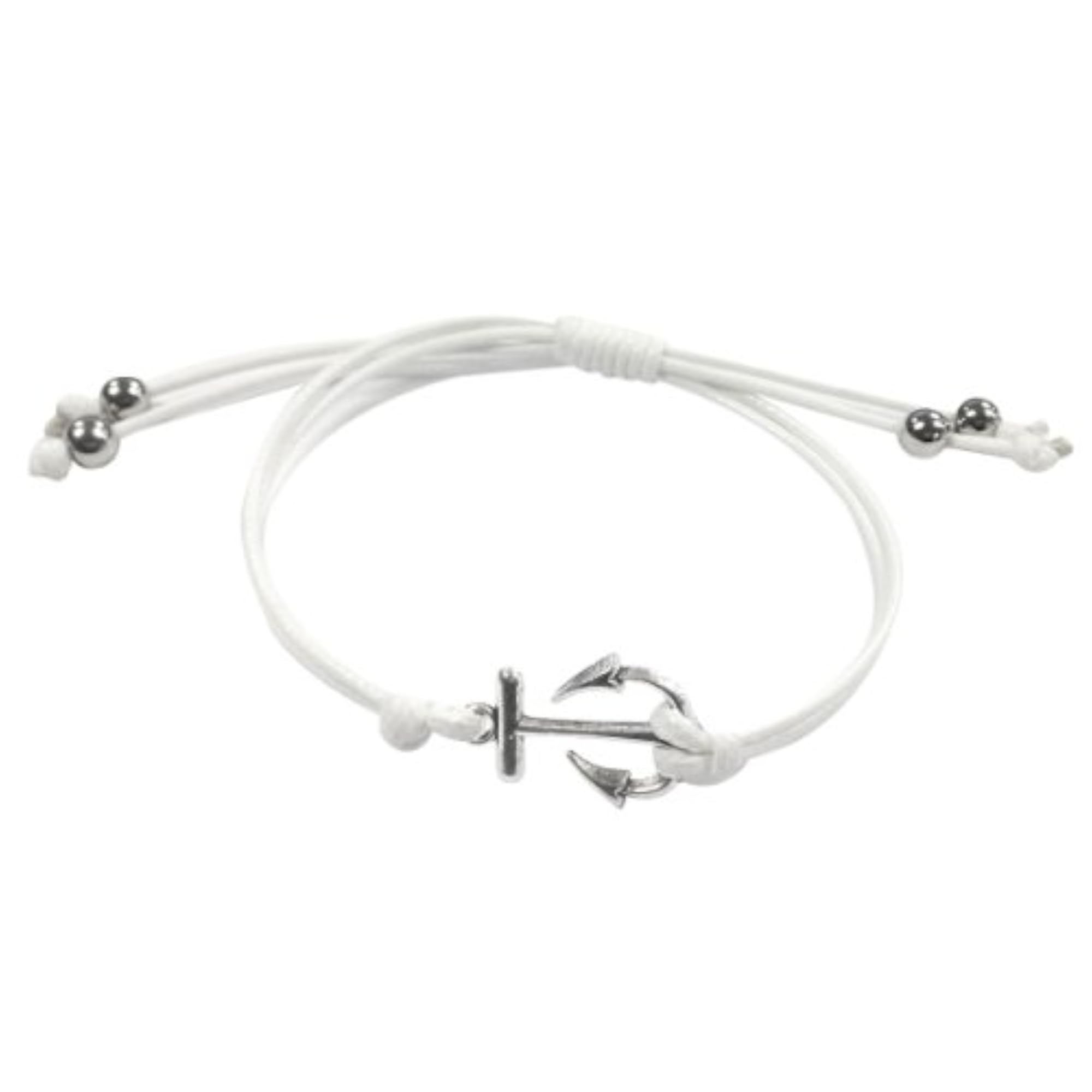 Adjustable Nautical Anchor Bracelet in White