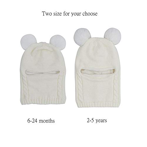 Baby Girls Boys Winter Hat Scarf Earflap Hood Scarves Toddler Kids (White-1, 6-24 Months)3