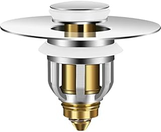 Bathroom Sink Plugs Pop Up, Sink Drain Plug for 26-42mm Drain Holes, Bathroom Sink Drain Filter with Basket, Sink Stopper Replacement for Bathroom, Stainless Steel Push Style Plug for Sink