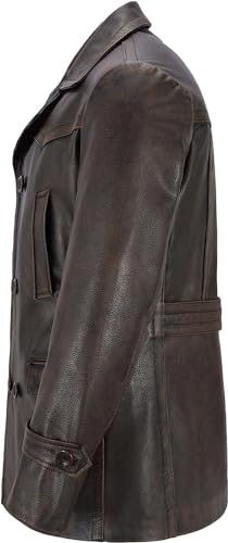 Image of Men's Kriegsmarine German Ww2 Dr Who Reefer Hide Leather Jacket Coat Mens Leather Car Coat