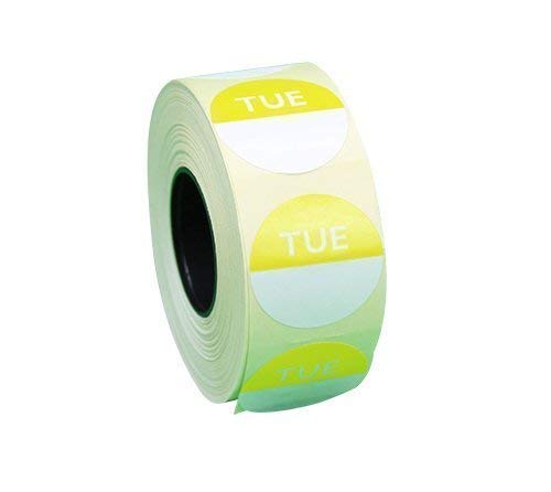 We Can Source It Ltd - 1000 Yellow Tuesday Day Dot Food Labels – Self-Adhesive Stickers for Food Rotation, Stock Control & Hygiene – Removable, Freezer Safe – with Dispenser Box for Commercial Use