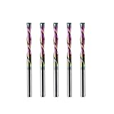 SpeTool 5 Spiralnutfräser 3.1mm Schaft Upcut 22mm Schnittlänge Spiralfräser mit DLC Beschichtung CNC Fräser für Oberfräse 2 Flöten Nutfräser VHM Schaftfräser Holzfräser Langlochfräser Holz Router Bit