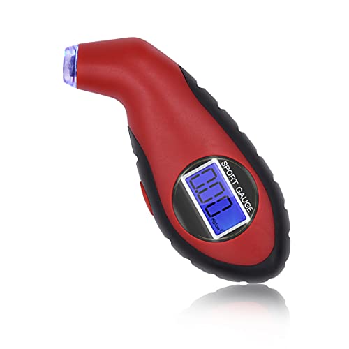 Moly Magnolia Digital Tire Pressure Gauge, 100 PSI 4 Settings, Portable and Non-Slip Grip with Backlit LCD, Lightened Nozzle, Universal for Cars, Bicycles, Motorcycles (Red)