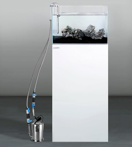 Image of LANDEN PURA 100 Compact External Canister Filter for Aquarium System, Suitable for 10-28 Gallon Tanks, Stainless Steel Tank Canister with Water Pump and Double Tab Connector, Three-Stage Filtration