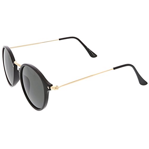 zeroUV Iconic Classic Dapper Thin Metal Temple Tinted Lens Round Sunglasses 49mm3