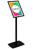 Aluanz Soporte Informativo A3 Negro - Expositor de Pie de Aluminio con Marco Giratorio - Cartelera Vertical y Horizontal para Presentaciones - Tamaño 420 x 297 mm
