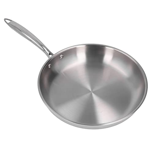 Sartén de acero inoxidable 304 espesada 30 cm, ideal para tortillas, dorar, huevos revueltos y...
