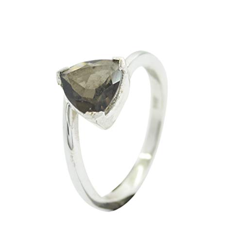 Bague argent 925 véritable ornée d'un authentique quartz fumé marron