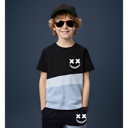 Vitalique Size 5-13 Years Boys Summer/Spring Outfits Set Short Sleeve T-Shirt & Pants Kids Boys Fall Fashion Clothes Sets
