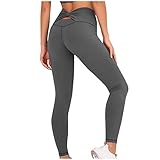 Damen Leggings einfarbig Hüftheben Sport Fitness Laufsporthosen Yogahose mit hoher Taille