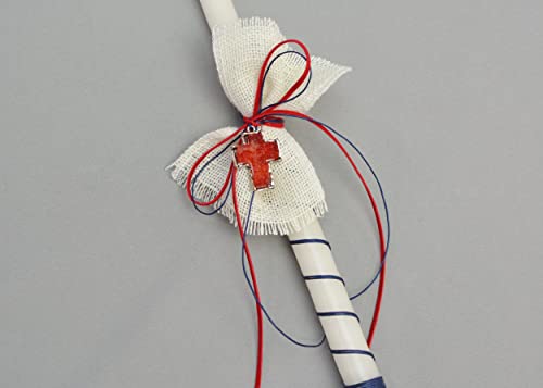 Red White & Blue Easter Candles - Red Cross | Red Orthodox Holy Light Easter Candles | Red Cross Pascha Lambathes