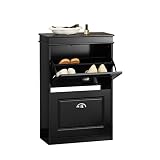 Haotian Black 2 Flip-Drawers Slim Shoe Cabinet, Shoe Rack with Doors, Shoe Storage Cupboard Organize