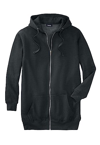 KingSize Men's Big & Tall Longer-Length Fleece Full Zip Hoodie