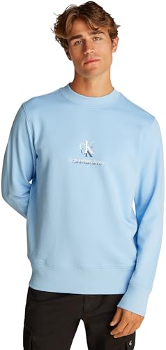 Calvin Klein Sudadera Hombre Shadow Logo Crew Neck Regular Fit, Azul (Blue Bell), L