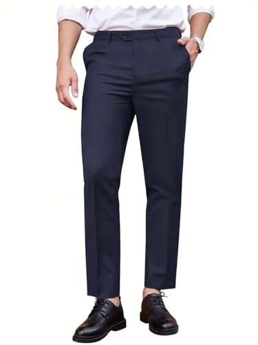 Men's Dress Pants Slim Fit Suit Pants Casual Business Stretch Pants Flat Front Trousers