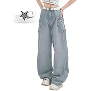 DINGJIUYAN Y2k дамски дънки с широки крачоли,...
