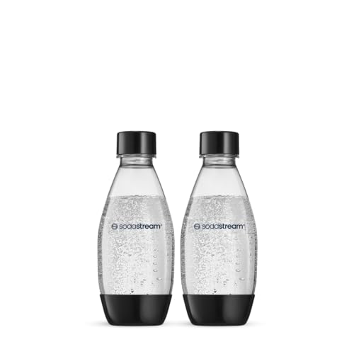 SodaStream Fuse 0,5 Liter wiederverwendbare spülmaschinenfeste Wasserflaschen 2 Stück für Spirit, Terra, Kunst und Quelle, Sprudelwasserbereiter für SodaStream Aromen - 2 x 0,5 Liter Wasser, Schwarz