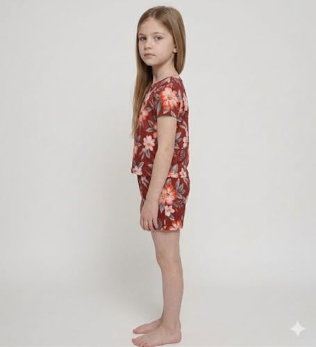 Image of FNOCKS Girls Printed Night Suit, Top & Bottom Set Half Sleeve. Girls Night Wear | Lounge Wear (100% Pure Cotton Hosiery Material)