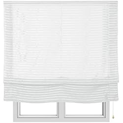 Estores Romanos Leroy Merlin STORESDECO - Estor Plegable Sin Varillas, Estor Paqueto Translúcido para Ventanas y Puertas, Estor de Tela Ideal para Cocina, Salón o Dormitorio | Rayado, 90 cm x 250 cm