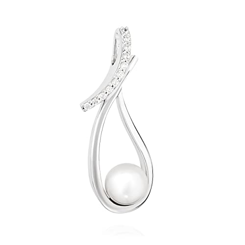 Pendentif perle de culture et zirconium blanc sur argent 925