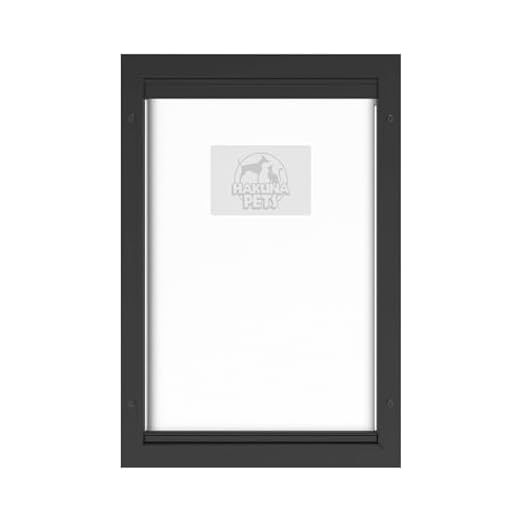 Hakuna Pets Deluxe Aluminum Large Dog & Cat Pet Door with Locking Panel for Screens, Doors & Walls up to 2.76" Thick, for Pets up to 100 lb, Black