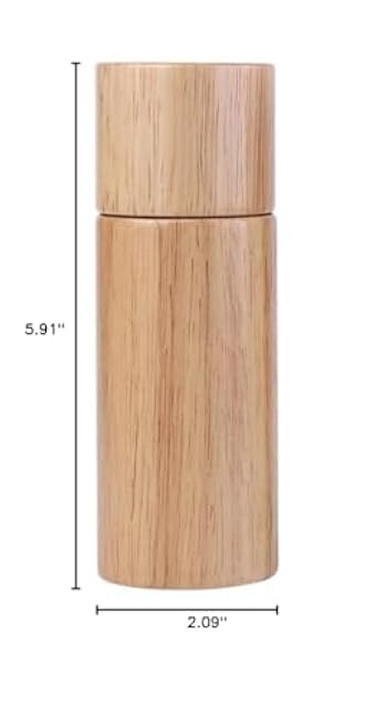 UPKOCH Rubber Wood Salt & Pepper Grinder Set - 6 Adjustable Ceramic Core Manual Pepper Mill, Refillable Kitchen Cruet with Non-Slip Base, Compact 15cm Seasoning Bottles (Light Brown)
